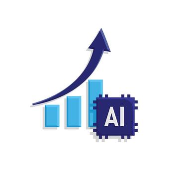 automatización icono. datos análisis símbolo. ai y creciente grafico. representa tecnología, futuro, artificial inteligencia. vector