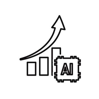 automatización icono. datos análisis símbolo. ai y creciente grafico. representa tecnología, futuro, artificial inteligencia vector