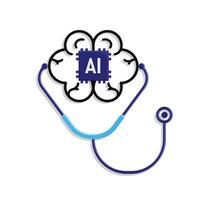 Automation icon. AI in Healthcare.AI brain and stethoscope. Depicts technology, future, artificial intelligence43 vector