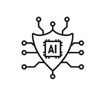 Automation icon. Security System. Shield with ai and node. Depicts technology, future, artificial intelligence vector