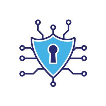 tecnología iconos seguridad sistemas proteger con bloquear y nodos. representa automatización, futuro, artificial inteligencia. plano diseño estilo vector