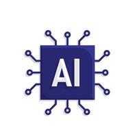 Technology icon. Natural Language Processing. Chip with AI. Depicts automation, future, artificial intelligence. Isometric design style vector