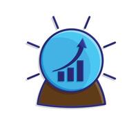 Technology icon. Predictive Analytics. Digital crystal ball with rising graph. Depicts automation, future, artificial intelligence. Isometric design style vector