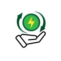 sustainable icon. green energy in hand. reuse, recycle, net zero, green energy, eco-friendly concept.166 vector