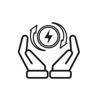 sustainable icon. green energy in hand. reuse, recycle, net zero, green energy, eco-friendly concept.14 vector