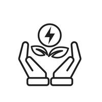 sustainable icon. green energy in hand. reuse, recycle, net zero, green energy, eco-friendly concept.11 vector