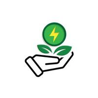 sustainable icon. green energy in hand. reuse, recycle, net zero, green energy, eco-friendly concept11 vector