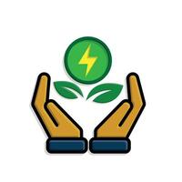 sustainable icon. green energy in hand. reuse, recycle, net zero, green energy, eco-friendly concept.7 vector