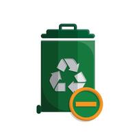 trash icon. recycling symbol with minus symbol on the bottom right. sustainability. reuse web icon, eco-friendly, second-hand.n vector