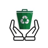 trash bin icon. recycling symbol in hand. sustainability. reuse web icon, eco-friendly, used goods, green energy2 vector