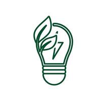 sustainable icon. green energy with light. energy source. resource office, eco energy, electricity symbol1 vector