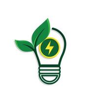 A green light bulb with a leaf inside vector