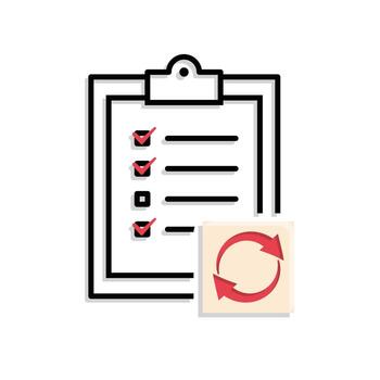 A checklist with a red arrow pointing to it vector