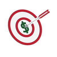 A dart hitting a target with a dollar sign in the center vector