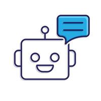A robot with a speech bubble and a speech bubble vector