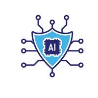 Automation icon. Security System. Shield with ai and node. Depicts technology, future, artificial intelligence. vector