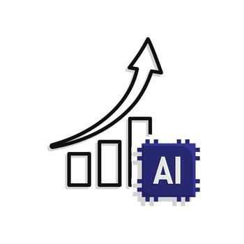 automatización icono. datos análisis símbolo. ai y creciente grafico. representa tecnología. artificial inteligencia vector