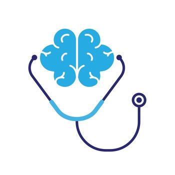automatización icono. ai en cuidado de la salud. cerebro y estetoscopio. representa tecnología, futuro, artificial inteligencia. vector