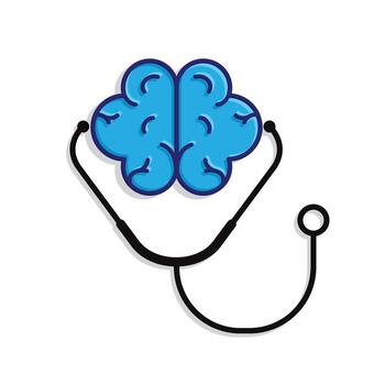 automatización icono. ai en cuidado de la salud. cerebro y estetoscopio. representa tecnología, futuro, artificial vector