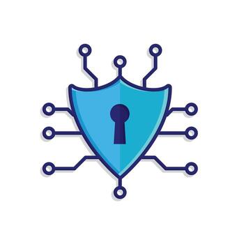 tecnología iconos seguridad sistemas proteger con bloquear y nodos. representa automatización, futuro, artificial inteligencia. isométrica diseño estilo. vector