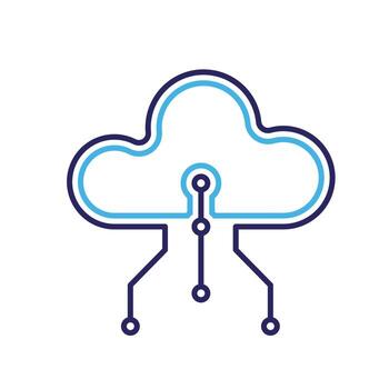 tecnología iconos nube informática. nube y nodo. representa automatización, futuro, artificial inteligencia. contorno diseño estilo vector
