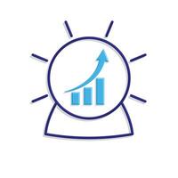 Technology icon. Predictive Analytics. Digital crystal ball with rising graph. Depicts automation, future, artificial intelligence. Mixed design style vector