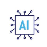 Technology icon. Natural Language Processing. Chip with AI. Depicts automation, future, artificial intelligence. Mixed design style vector