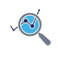Technology icons. Predictive Analytics. graph with magnifying glass. Depicts automation, future, artificial intelligence. Flat design style vector