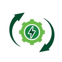 sustainable icon. recycling . reuse symbol with gears and arrows. Settings, zero emissions, web. Flat style design vector