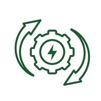 sustainable icon. recycling . reuse symbol with gears and arrows. Settings, zero emissions. Outline style design vector