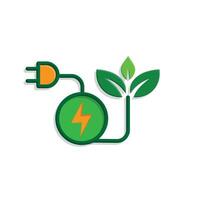 sustainable icon. green energy . leaf with electric plug. net zero, green energy, concept, web. isometric design style.kj vector