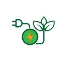 sustainable icon. green energy . leaf with electric plug. concept, web, clean energy. Mixed design style.,mnbvc vector