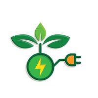 sustainable icon. green energy . leaf with electric plug. net zero, green energy, concept, web. isometric design style.09 vector