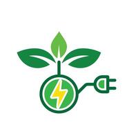 sustainable icon. green energy . leaf with electric plug. net zero, green energy. Flat design style.007 vector