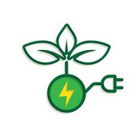 sustainable icon. green energy . leaf with electric plug. concept, web, clean energy. Mixed design style24 vector