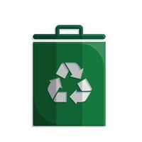 trash bin icon. recycling symbol. sustainability. reuse web icon. Isometric design style.tw vector