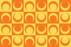 An orange and yellow checkered background with circles vector