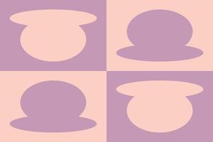 A purple and pink background with four hats vector