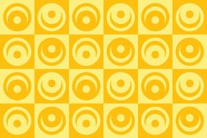A yellow and white checkered background with circles vector