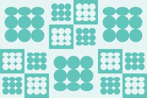 A pattern of circles and squares in turquoise vector