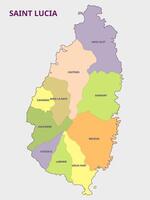 Map of Saint Lucia Showing Districts vector
