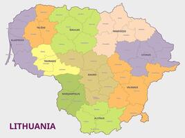 Map of Lithuania Administrative Regions vector