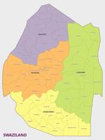 Map of Swaziland Showing Administrative Regions vector