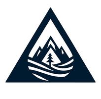 Triangle with a mountain and trees vector