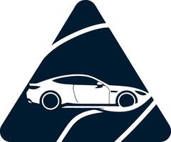 A car in a triangle with a white background vector