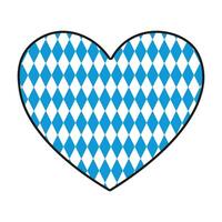 Bavarian diamond pattern in blue and white inside heart shape on white background vector