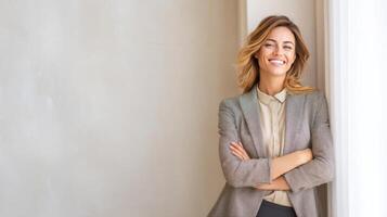 Successful businesswoman in elegant office professional setting photo