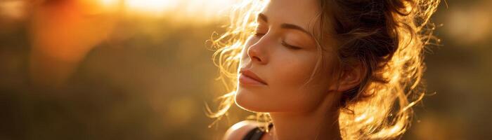 Radiant natural skincare routine outdoor setting portrait glow photo