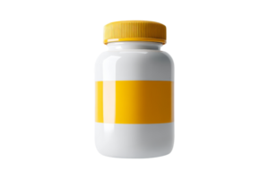Medicine container with yellow label png