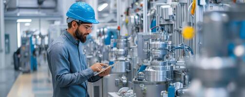 Professional tablet use in smart manufacturing industry photo